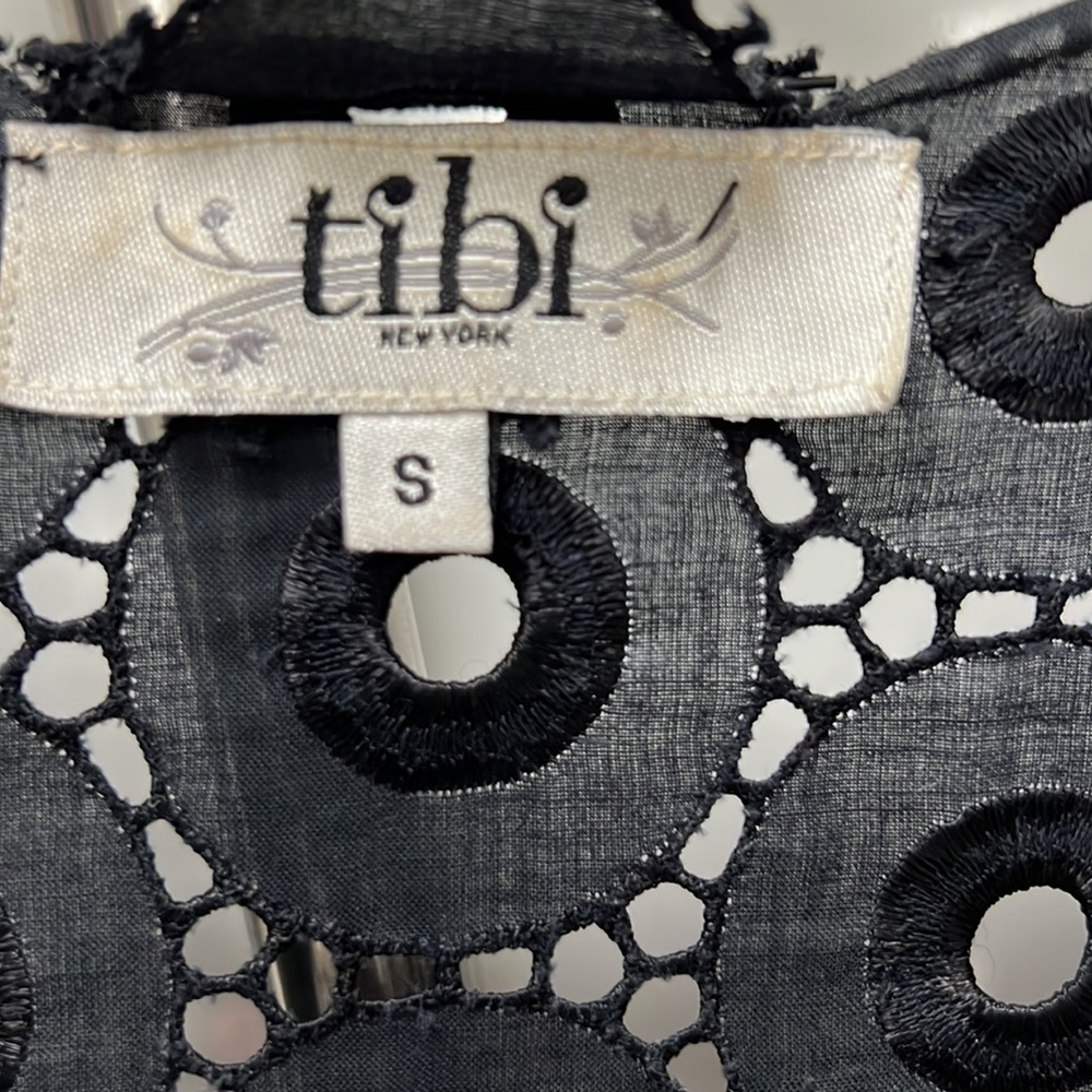NWOT Tibi Lace Lasercut Pattern Open Front Cropped Jacket in Black Size Small - Picture 6 of 8